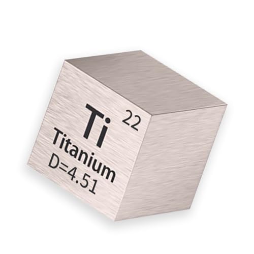 Image of Titanium Cube - Metal Element Cubes - Laser Engraved Density Cube Lab Material Periodic Table of Elements Collection DIY Teacher Science Creative Gift (Titanium, 1 Inch)