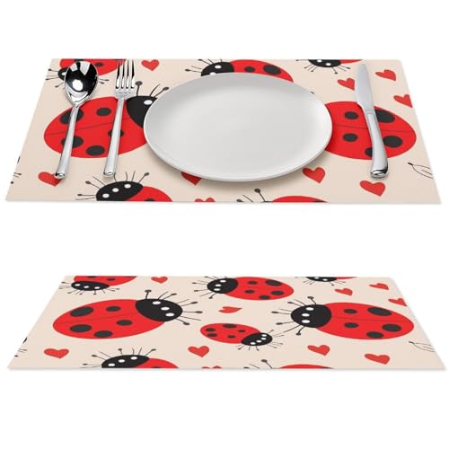Sets de table Ladybug lavables et imperméables | Set de table PVC antidérapant