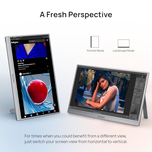 Image of ARZOPA 17.3 inch Portable Monitor Gray, 1080P FHD 103% sRGB IPS Gaming Monitor Laptop Monitor with Built-in Kickstand HDMI USB C External Screen for PC Mac Phone Xbox PS5 - Z1C Plus