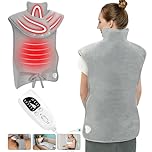 Heating Pad for Back Pain Relief, 22”x 37” Large Electric Heat Pad for Neck, Shoulders & Back, 6 Heat Settings & 4 Auto Shut-Off Timers, ETL Certified, Gifts for Women Men Mom Dad (Gray)