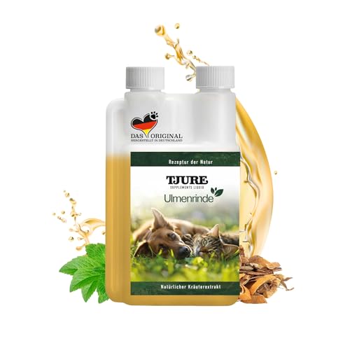 TJURE Ulmenrinde Liquid für Hunde & Katzen | 1000 ml | Natürliche Magen Darm Unterstützung | Flüssige Ulmenrinde mit Honigkraut | Sanfte Unterstützung | Naturkraft ohne Zusätze | Made in Germany