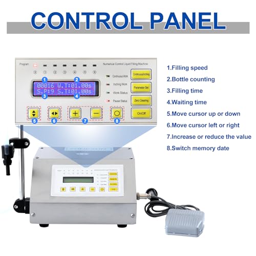 ZONEPACK Liquid Filling Machine Automatic Bottle Filler Digital Control Pump Numerical Drinks Water Milk 5ml to 3500ml GFK160 (Machine)