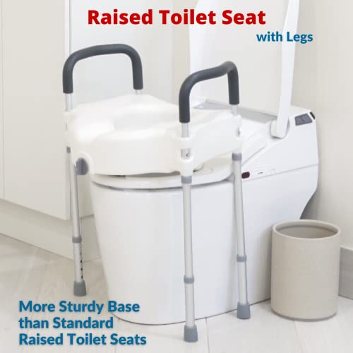 Innoedge Medical Raised Toilet Seat With Handles, Padded Arms, Height Adjustable Legs, Premium Elevated Toilet Seat Riser For Elderly Seniors Bathroom Safety, Standard Toilets And Elongated Bowl #TOP5