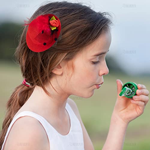 Auear, 12 Pack Mini Hat Hair Clip With Faux Feather 6 Colors Fashion Shining Hat Hair Clip For Decoration(Style A) #TOP3