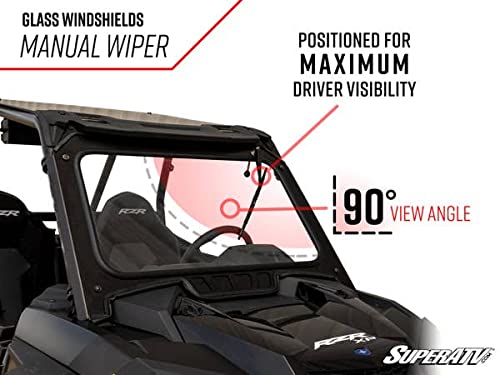 Superatv Vented Front Glass Windshield For 2019+ Polaris Rzr Xp 1000 / Xp 4 1000 | Aluminum Frame | Dot Approved Laminated Safety Glass Windshield | Scratch Resistant | Includes Manual Wiper #TOP7