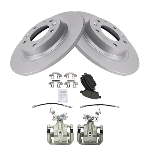 Image of TRQ Rear Brake Pad & Rotor Kit Ceramic Premium G-Coated Compatible with 2009-2012 Ford Fusion Lincoln MKZ 2009-2011 Mercury Milan