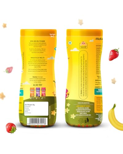 Image of Timios Melts Wholegrain Preservative Free Teething Puffs for Kids, Carrot & Cumin, Banana & Strawberry and Blueberry, Rich in Iron &Fiber, Travel Friendly, Healthy Snacks for Kids, Pack of 9, 50g Each