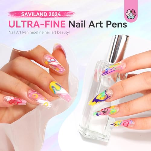 Image of 12 Colors Nail Art Pens Set: 0.5MM Acrylic Paint Nail Art Markers Polish Pen for DIY 3D Nail Art Design, Drawing Painting Liner Brush Dotting Tools Christmas Gift for Home Salon Manicure (Set 1)