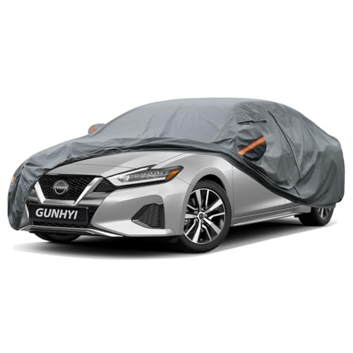 Image of GUNHYI Premium Car Cover Custom Fit Nissan Maxima, 16 Layers Heavy Duty Car Cover Waterproof All Weather with Zipper Door for Sun Rain Snow Dust Uv Protection