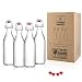 Kware - Swing Top Glass Bottle 33.75 oz Gasket Seal Airtight, Giara Glass Bottle with Stopper Caps - Airtight for Oil, Vinegar, Beverages, Liquor Kombucha- Clear (4)