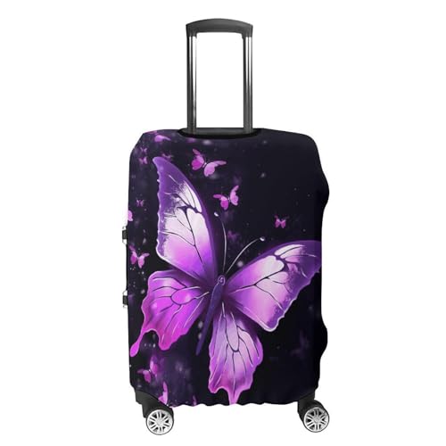 Butterfly Purple Luggage Cover, Washable Elastic Suitcase Cover Protector Fit 18-32 Inch Luggage4
