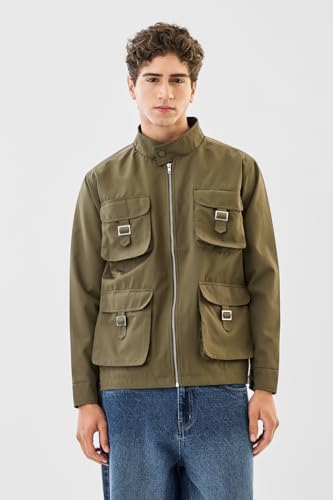 Image of SNITCH Men Casual Jacket | Regular Fit Textured Pattern With Lapel Collar & Full Sleeve | Polyester Blend Zip Closure For Everyday Street Style & Layering
