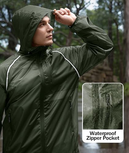 Image of SWISSWELL Mens Cycling Rain Jacket Waterproof Lightweight Windbreaker Jackets for Men Raincoat with Hood
