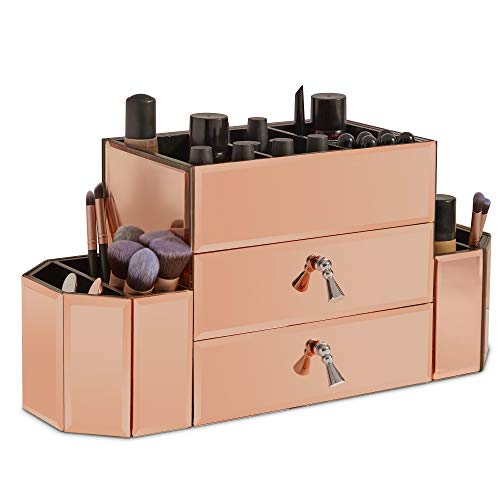 Preisvergleich Produktbild Beautify Organizer mit 2 Schubladen, verspiegelt, Roségold (Roségold)