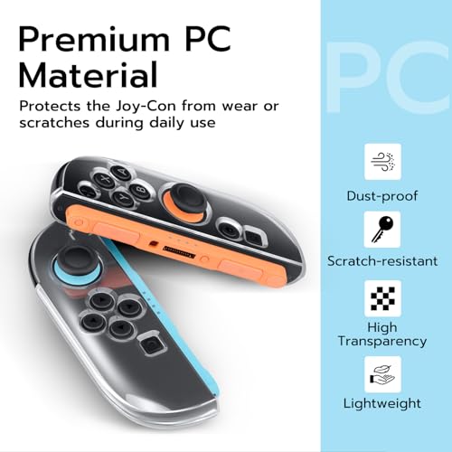 Mcbazel Clear Joy-Con Protector Case for Nintendo Switch 2, Lightweight & Eco-Friendly Durable Cover, Shock Absorbing Transparent Shell for NS2 Controllers - Image 2