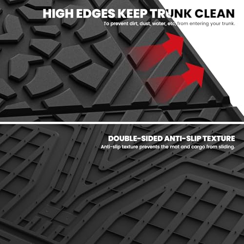 Image of LASFIT Cargo Mat for Jeep Wrangler 4XE 2021-2025 4 Doors with Subwoofer | Plug-in Hybrid EV-Gas (PHEV), All Weather, TPE, Custom Fit, Trunk Mat, Cargo Liner, Black