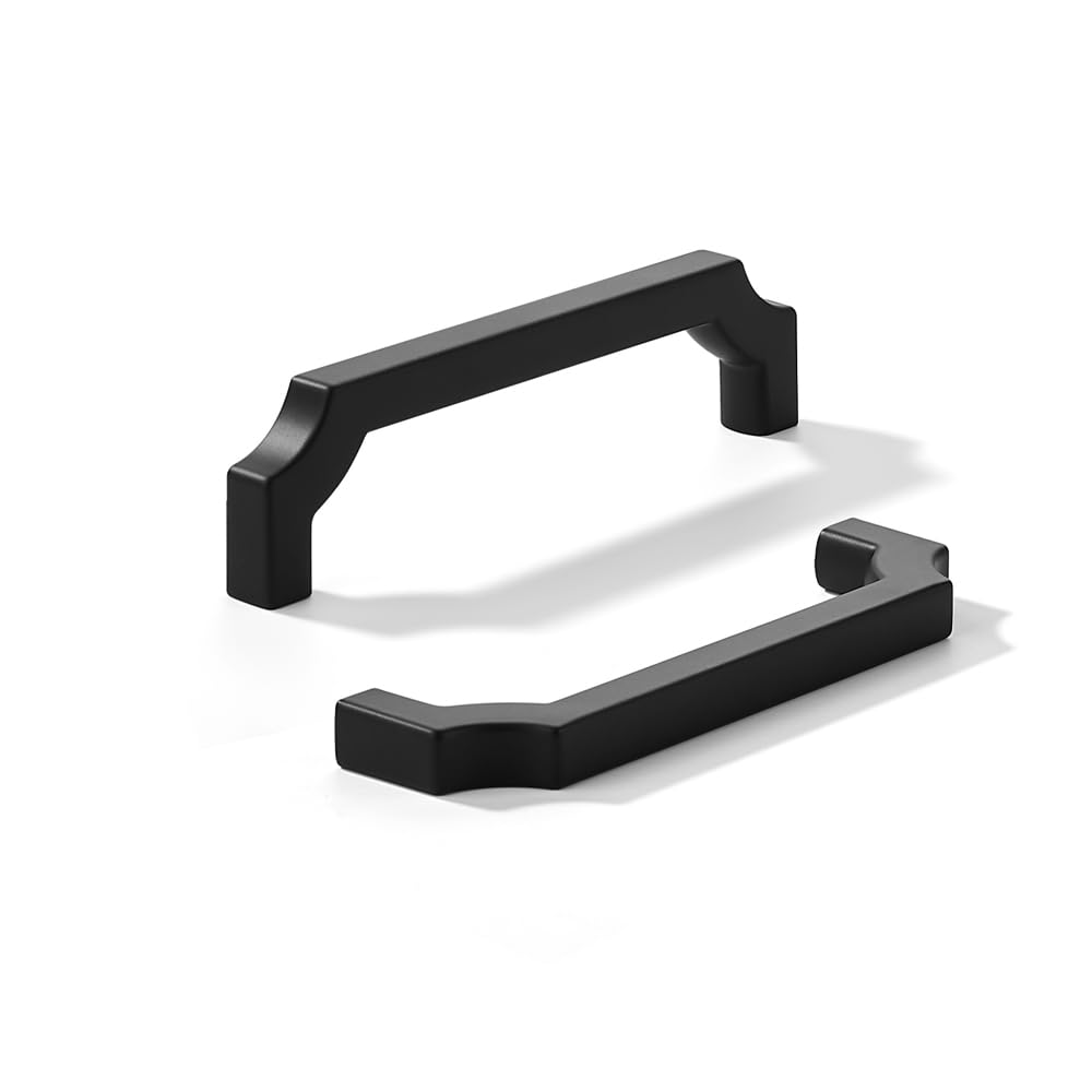 khtumeware 10-Pack 89mm Matte Black Cabinet Pulls, Solid Zinc Alloy Heavy-Duty Handles for Kitchen/Bathroom Cabinets, Drawers & Cupboards (3-1/2 Inch Center to Center)