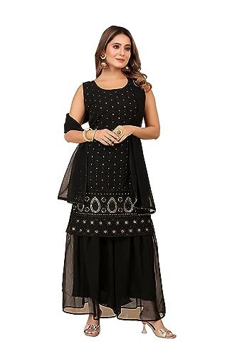 Image of TILKI FASHION Women's Embrodery Work Kurti With Sharara And Dupatta Set