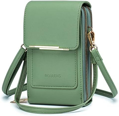 Roulens Touch Screen Phone Bag,PU Leather Womens Phone Bag Purse,Small Clear Window Touchscreen Cross Body Shoulder Bag with Long Strap & Short Hand Strap - Fit Phone Less 6.5 Inch