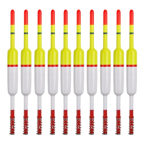 JOGFFDE Fishing Floats and Bobbers Slip Bobbers for Fishing Spring Oval Stick Floats Slip Bobbers for Crappie Catfish Trout (2.17in*0.47in*5.63in-10pcs)