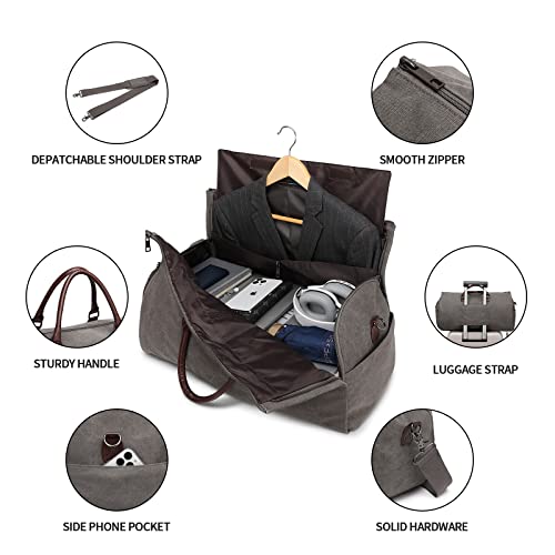 Image of seyfocnia Convertible Travel Garment Bag,Carry on Garment Duffel Bag for Men Women - 2 in 1 Hanging Suitcase Suit Business Travel Bag, Grey-Backpack, Fashion