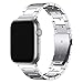 No Tools Needed Stainless Steel Link Bracelet Compatible with Apple Watch Band 49/45/44/42mm 41/40/38mm,Quick Release Adjustable Business Solid Metal Watch Strap for iWatch Strap Series 8/7/6/5/4/3/2/1/SE Men and Women(Moonlight Silver, 42/44/45mm)