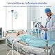Verstellbarer Infusionsständer, tragbarer Infusionsständer für unterwegs und zu Hause, faltbarer Infusionsständer mit 4 Haken, Edelstahl-Infusionshalter mit 3 Infusionsnetzen, 77–192cm (weiß)