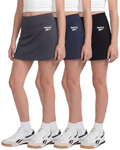 Image of Reebok 3 Pack: Girls Skorts Athletic Dry Fit Tennis Golf Skirt with Built in Shorts Active for Kids Teens Tweens (Sizes 6-16)