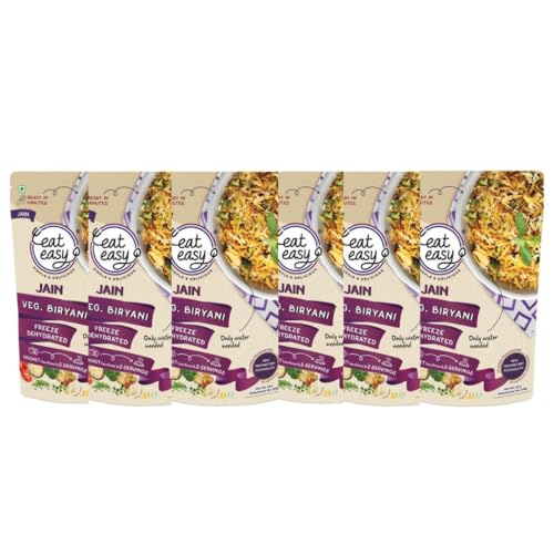 Image of Eat Easy Ready To Eat Jain Veg Biryani- 95gm (Pack of 6) | Instant Food | Indian Meal, Travel Food | No Preservatives, No Added Artificial Colours & Flavours | Just Add Water and Cook