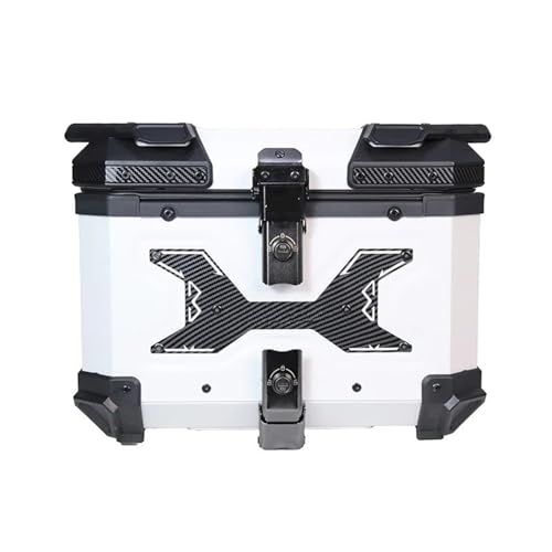 Top case moto 45L coffre arriere universel en aluminium blanc