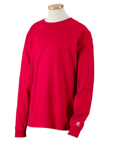 Russell Athletic Men's Basic Cotton Long Sleeve Tee, True Red, Small - Thumbnail 2