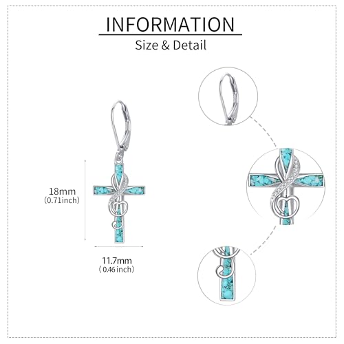 ONEFINITY Cross Earrings for Women Sterling Silver Turquoise Cross Earrings Jewelry Gifts for Women Nurse3
