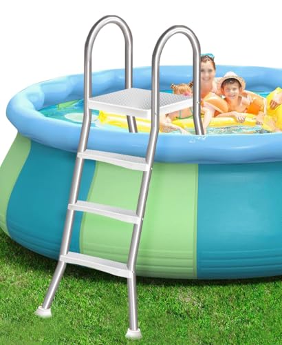 Escalera para piscina elevada de acero inoxidable 4 peldaños miniatura 1