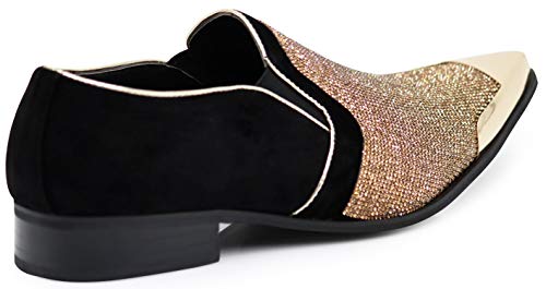 Enzo Romeo Crisiano Men Rhinestone Chrome Toe Suede Pointy Dress Loafer Slip On Shoes4