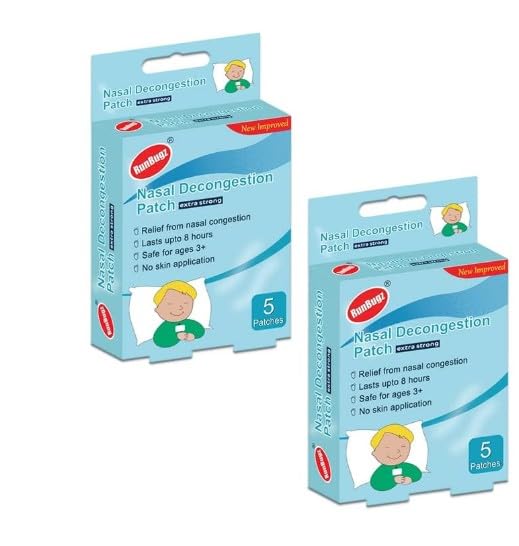 Runbugz Nasal Decongestion Patch for Baby's & Kid's Quick Relief from Runny Nose & Nasal Congestion Cold, Skin Irritation, Sinus Pressure | Lasts Upto 8 Hrs- (Pack of 2, 10 count Patches)