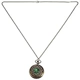 Stil: Antik Jaimenalin Kreative Taschenuhr Klassische Gruene Katzenauge Grosse Taschenuhr Kaiserhof Geschnitzte Hohle Flip-Taschenuhr