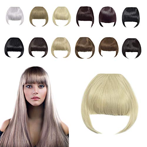 Clip in Bangs Fringe Hair Extensions with Temples Synthetic Fashion Hair-pieces Bleach Blonde