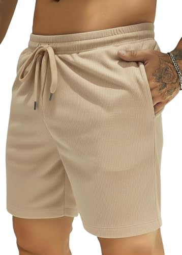Image of INKKR Men's Premium Polyester Casual Ribbed Shorts ||Loose Fit with 2 Pocket Shorts
