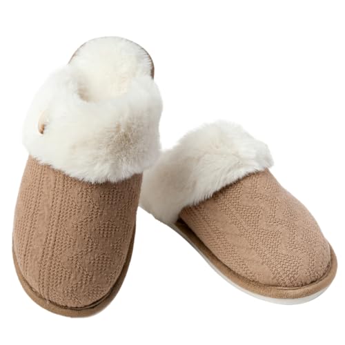 Women's Slippers Memory Foam Slippers Scuff Outdoor Indoor Warm Plush Bedroom Button Shoes with Faux Fur Lining3