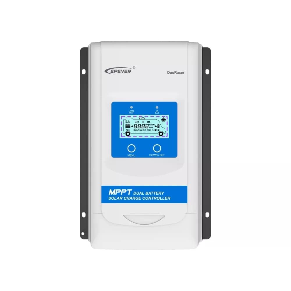 Solamr 30A Mppt Mppt Solar Charge Controller 12V 24V Dual Battery Auto Solar Controller With Lcd Display For Rv Camper Caravan Boat Trailer Fit For Sealed, Gel, Flooded, Lithium Battery - Dr3210n