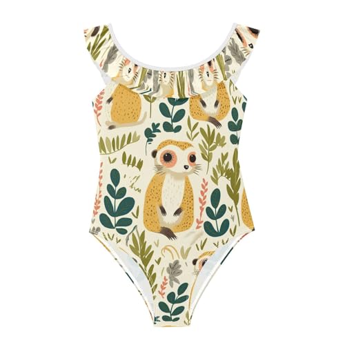 Bañador de niña SyXIOP con divertidos volantes y tirantes, cómodo mono amarillo de dibujos animados