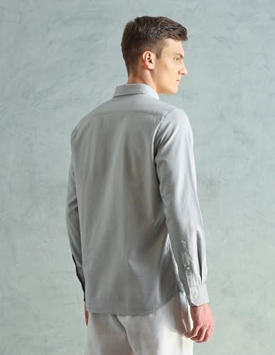 Image of Arrow Sport Solid Slim Fit Cotton Shirt for Men - Full Sleeve Mens Casual Shirts