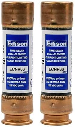 (2 Pack) ECNR60 - Edison Time Delay Fuse - 60 Amp 250V - RK5 Dual Element