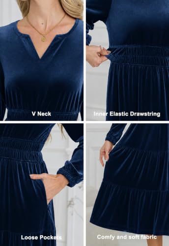 Image of Jayscreate Women's 2025 A-line Suede Dress Pocket Mini V Neck Elegant Long Sleeve Spring Fall Winter Short Dress