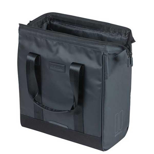 Basil Torba rowerowa MIK Hooks – 23 l – plandeka – komora główna z wyściełaną kieszenią na laptopa – stabilna i odporna na deszcz – komfortowe uchwyty – odblaskowa – czarna