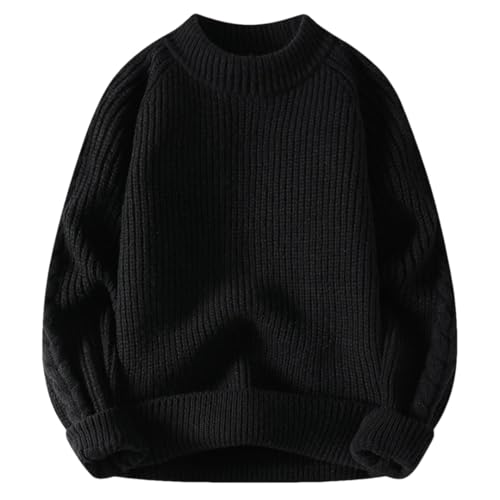 Mens Knitted Sweaters Round Neck Long Sleeve Casual Pullover Autumn Winter Male Soild Color Warm Sweater