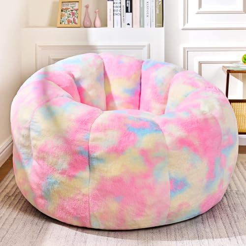 LinkRomat Giant Bean Bag Chair, Faux Fur Adults Beanbag with