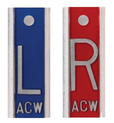 X-Ray Markers (Aluminum) - Blue/Red, Left & Right Set, 1" Lead Letters "L" & "R"