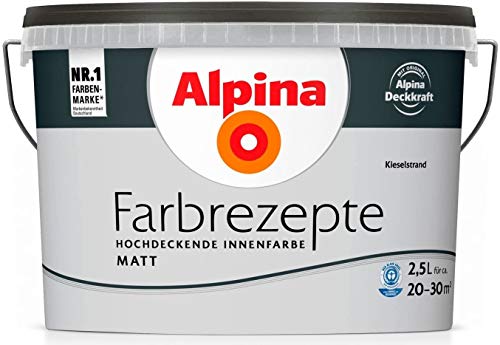 ALPINA Wandfarbe, Farbrezepte 2,5 Liter Kieselstrand Matt, hochdeckende...
