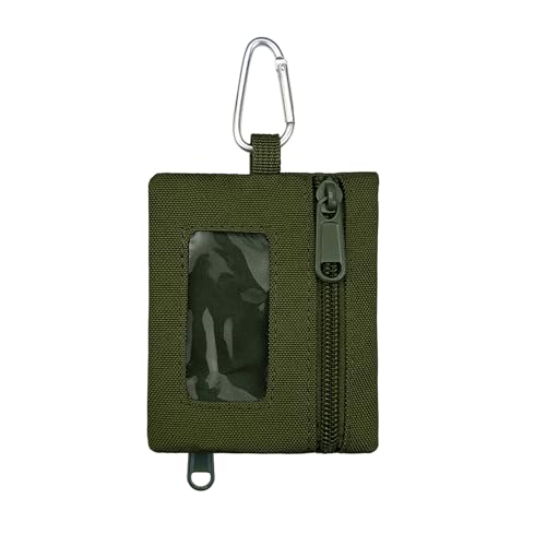 Image of Mini Molle Pouch Bag, Portable Tactical Bag with Hook and ID Window, Outdoor EDC Molle Pouch Wallet for Waist Bag or Credit Card for Hiking and Traveling (Military Green)